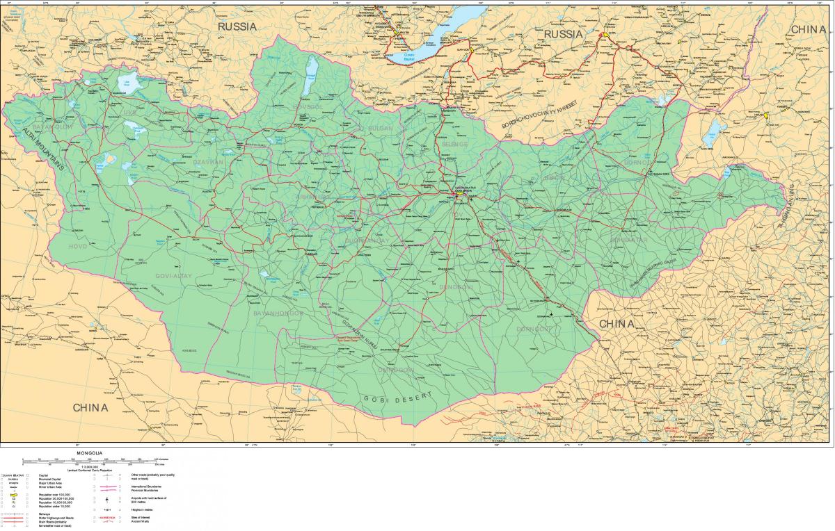 harta e rrugës Mongoli