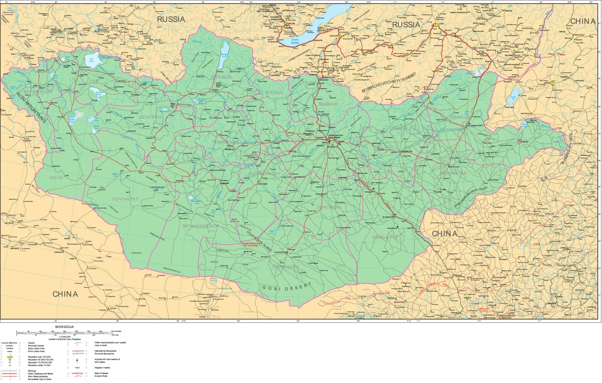 harta e rrugës Mongoli