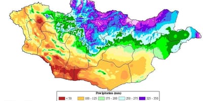 Harta e Mongoli, dendësia e popullsisë
