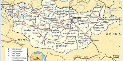 Mongolia hartën turistike